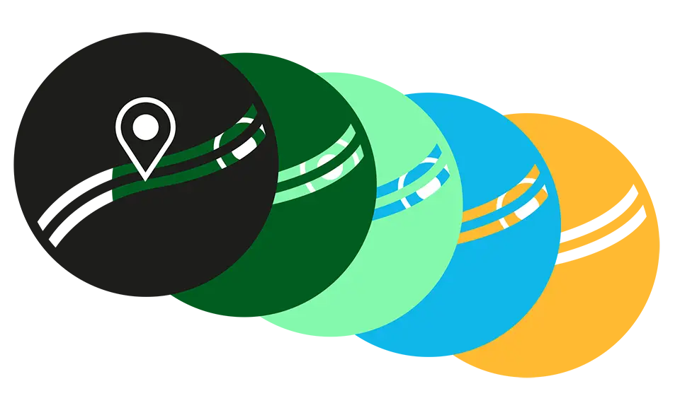 Icônes de l'entreprise superposées en plusieurs couleurs